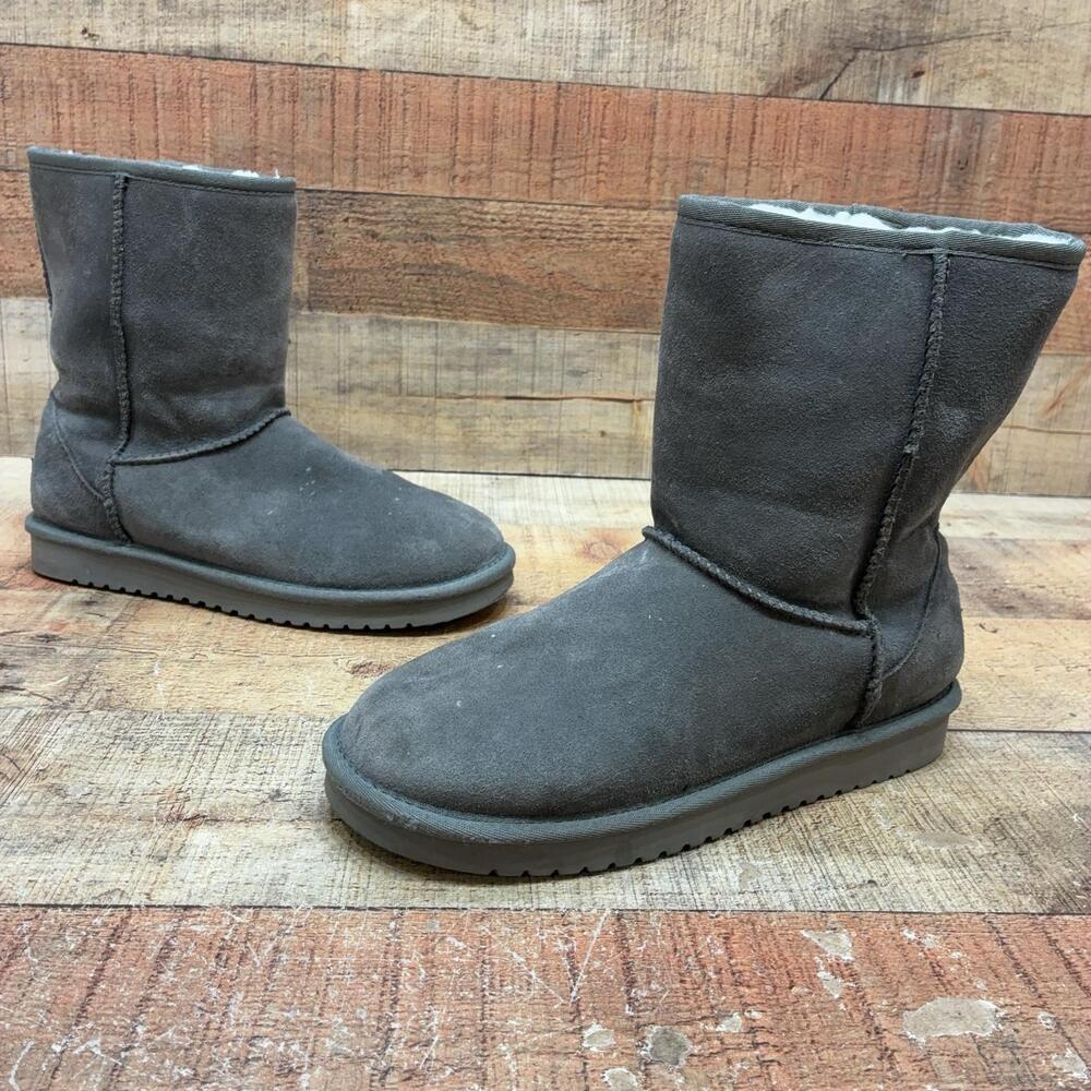 Koolaburra By UGG Boots Womens Size 7 38 Gray Suede Shearling Mid Calf Winter